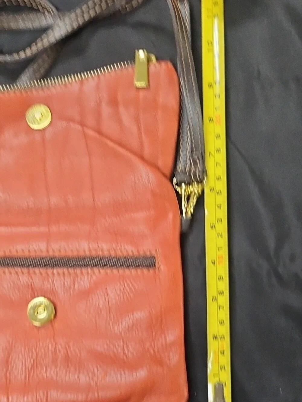 Vera Pelle Two-Tone Leather Crossbody in Brown and Rust